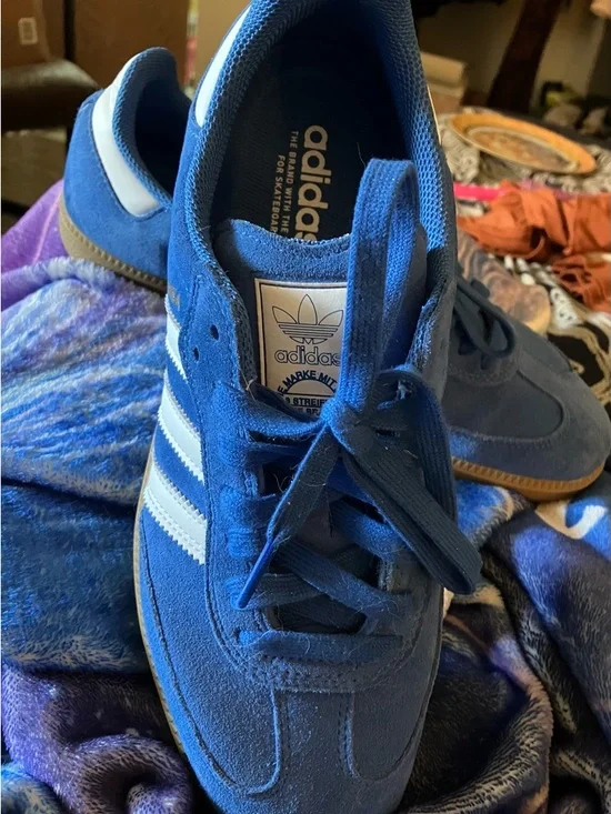 Men’s Adidas Suede Blue Sambas Size 8.5 - Picture 3 of 4